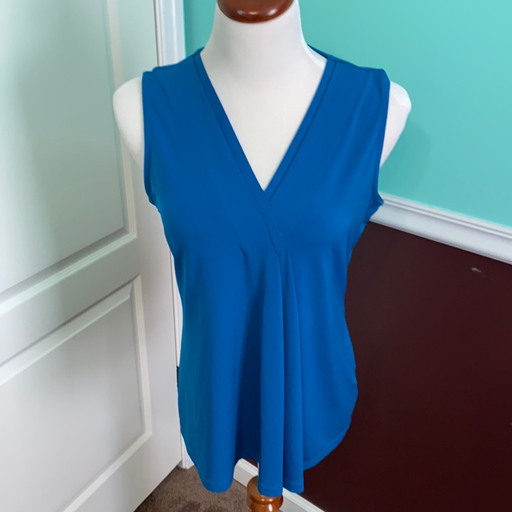 Blue sleeveless blouse